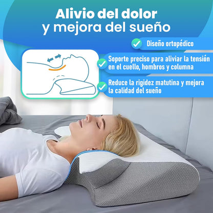 SueñoCervical Pro - almohada cervical 2 en 1 con espuma memoria.
